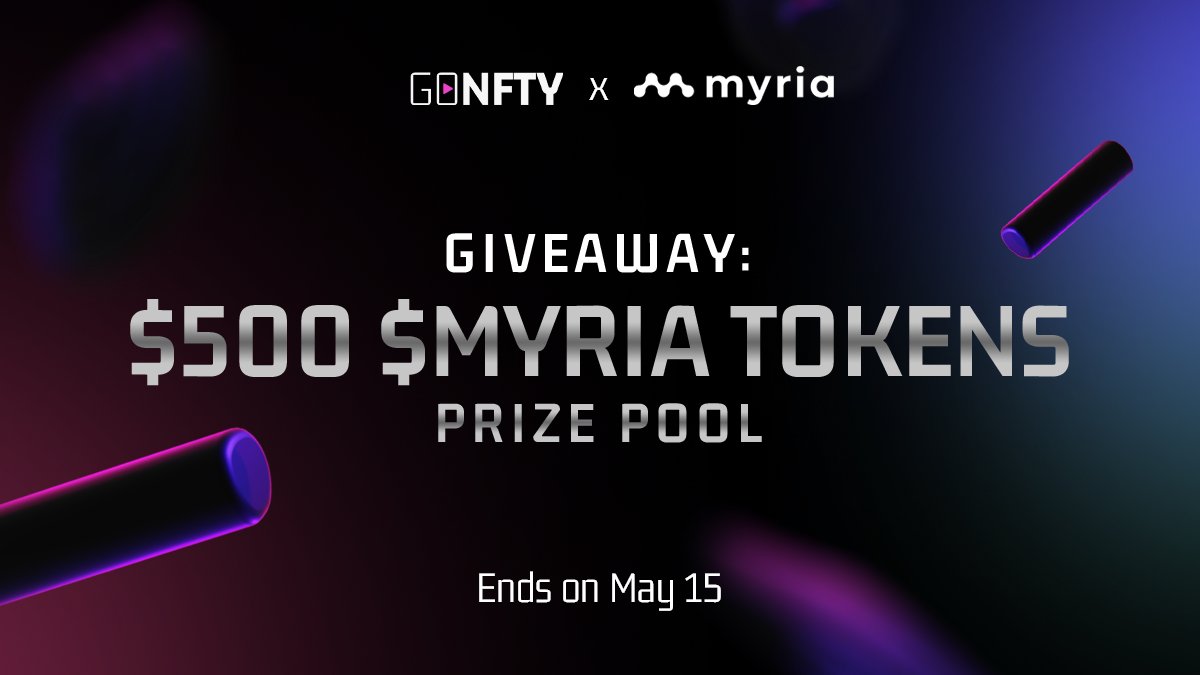 🎉 GIVEAWAY 🎉

Participate in the exciting GONFTY Zealy quests and you could be one of the lucky few to win from the prize pool of $500 worth of $MYRIA Tokens!

To join 👇
✅ Participate in GONFTY Zealy quests
✅ Follow <a href="/Myria/">Myria | The web3 gaming platform</a> 
✅ Join their Discord
✅ Like, RT, and Tag 3