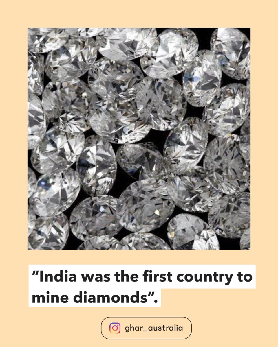 ghar_canberra's tweet photo. The first diamonds were mined over 2,000 years ago in the Golconda region of India. During ancient times, diamonds held great value in India and were employed for various purposes, ranging from decorative objects to religious rituals. #india #diamonds #facts #history https://t.co/G6DS3L2pfj