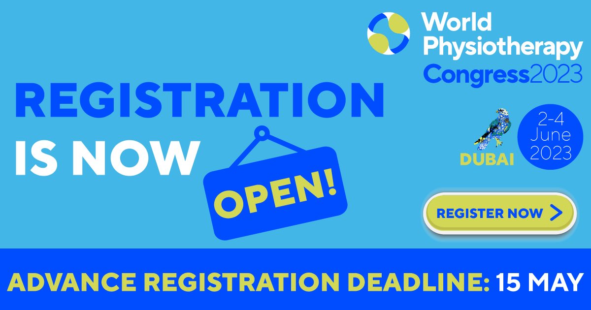 WPhysioFuture's tweet photo. The countdown is on! Only 32 days left until the #WorldPhysio2023 Congress in Dubai. If you can't attend in person, don't worry! Join us online to be a part of this exciting event from anywhere in the world!
https://t.co/LCbowEThkT
#futurephysio
#GlobalPT
#physiotherapy https://t.co/JYms1nUCGv