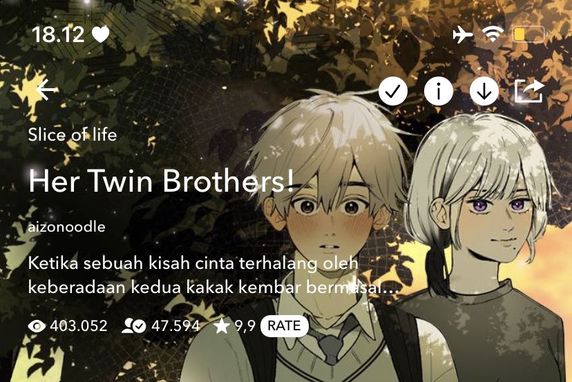 Sender mau saranin gepeng baru nih guys, lokal! &amp;&amp; alurnya ringaaaan. Tentang sih mc yang mau deketin fl tapi gak di izinin sama dua kembaran fl, udah ada 3 chapter. Di ijo ya, dan judul di pict. 🫂