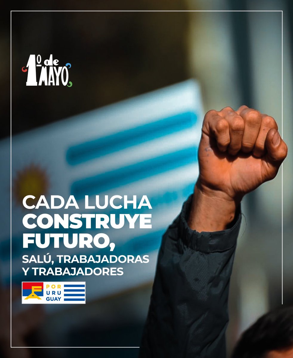 Frente_Amplio's tweet photo. Salú trabajadores y trabajadoras, que con su entrega diaria y su lucha incansable dignifican historia de la humanidad.

En unidad, contra cualquier arrebato a nuestras conquistas.

Por los derechos de las personas y los sueños de las y los más humildes.

¡Ni un paso atrás! https://t.co/4rfIFzdhDH