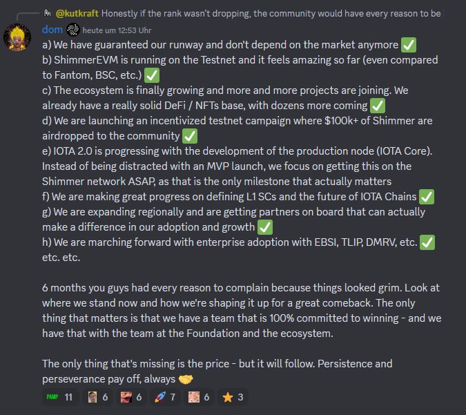 IotaPoet's tweet photo. From some minor bearish news to some bullish #IOTA news. Nice update from Dom. 

We share both sides on IOTAPoet so you can make your own decision 🧠. https://t.co/xEXMCYdPlz