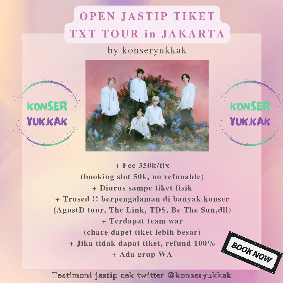 konseryukkak's tweet photo. Open Slot Jastip Tomorrow X Together World Tour (Act : Sweet Mirage) in Jakarta.

✅ Fee 350k
✅ Booking Slot 50k
✅ Diurus sampai fisik
✅ Trusted (cek pinned)
✅ Limited Slot
❌ No scam

#TOMORROW_X_TOGETHER #ACT_SWEET_MIRAGE_in_JAKARTA #TXT_ASM_TOUR_in_JAKARTA #TXT https://t.co/zakB1qWPlu