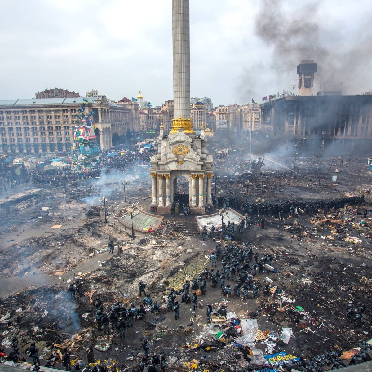 This is Kiev, not after a missile strike by Russia but after an attack by violent Ukrainians. This people were funded to bring down the government and put neo Nazis in power.

Ukraine will never change if nothing is done about it. Sadly the US funds this, not for love but hatred.