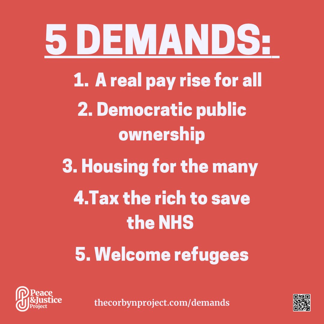 This #InternationalWorkersDay, sign up and support our #5Demands: 💰 A pay rise for all 🤝 Democratic public ownership 🏡 Housing for the many 🏥 Tax the rich to save the NHS 🌍 Welcome refugees in a world free from war Add your name: thecorbynproject.com/demands #IWD2023