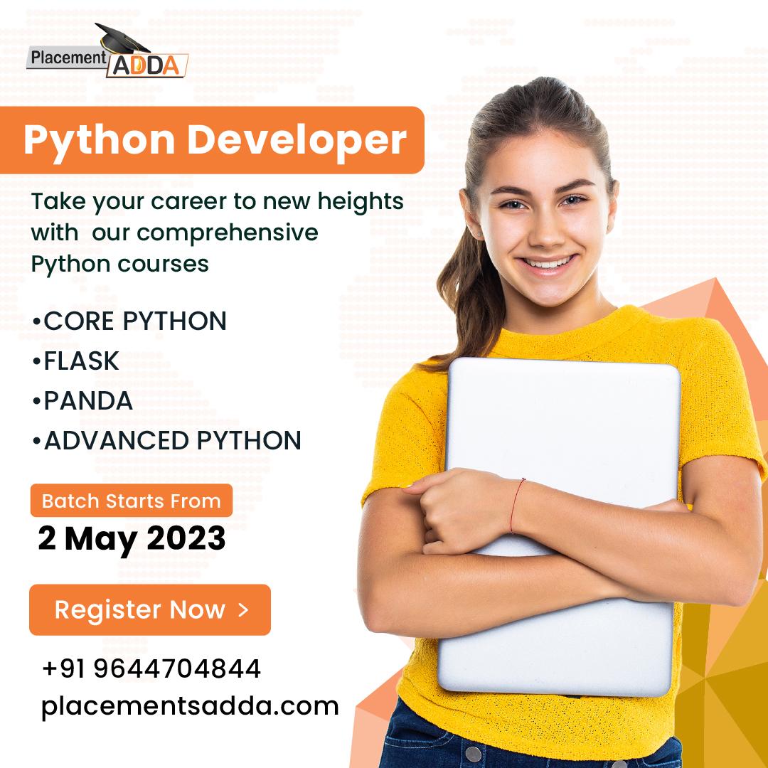PlacementsAdda's tweet image. &quot;Build Your Career as a Python Developer&quot; Batch Start From: --&amp;gt;&amp;gt; 2nd May 2023 &amp;lt;&amp;lt;--

#PlacementsAdda #ITprofessional #PythonDeveloper #CorePython #AdvancePython #Python #technology #innovation #industrialtraining #corporatetraining #placementstraining #placements2023 #placements