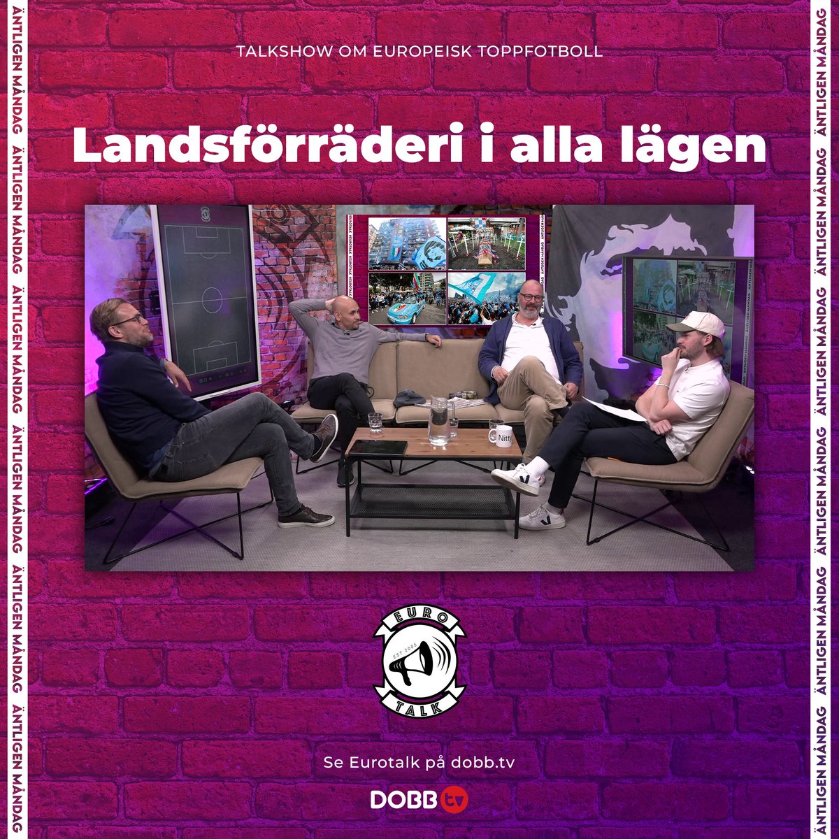 Veckans Eurotalk ute nu på <a href="/DobbTv/">Dobb.TV</a> 🏴󠁧󠁢󠁥󠁮󠁧󠁿🇮🇹🇪🇸

Så spelade Pep ut Arteta taktiskt, det uteblivna titelfirandet i Neapel, kampen om Europa i Serie A, Barcelonas historiska debutant och "livsfarliga" avsparkstider i La Liga.

dobb.tv/video/218692