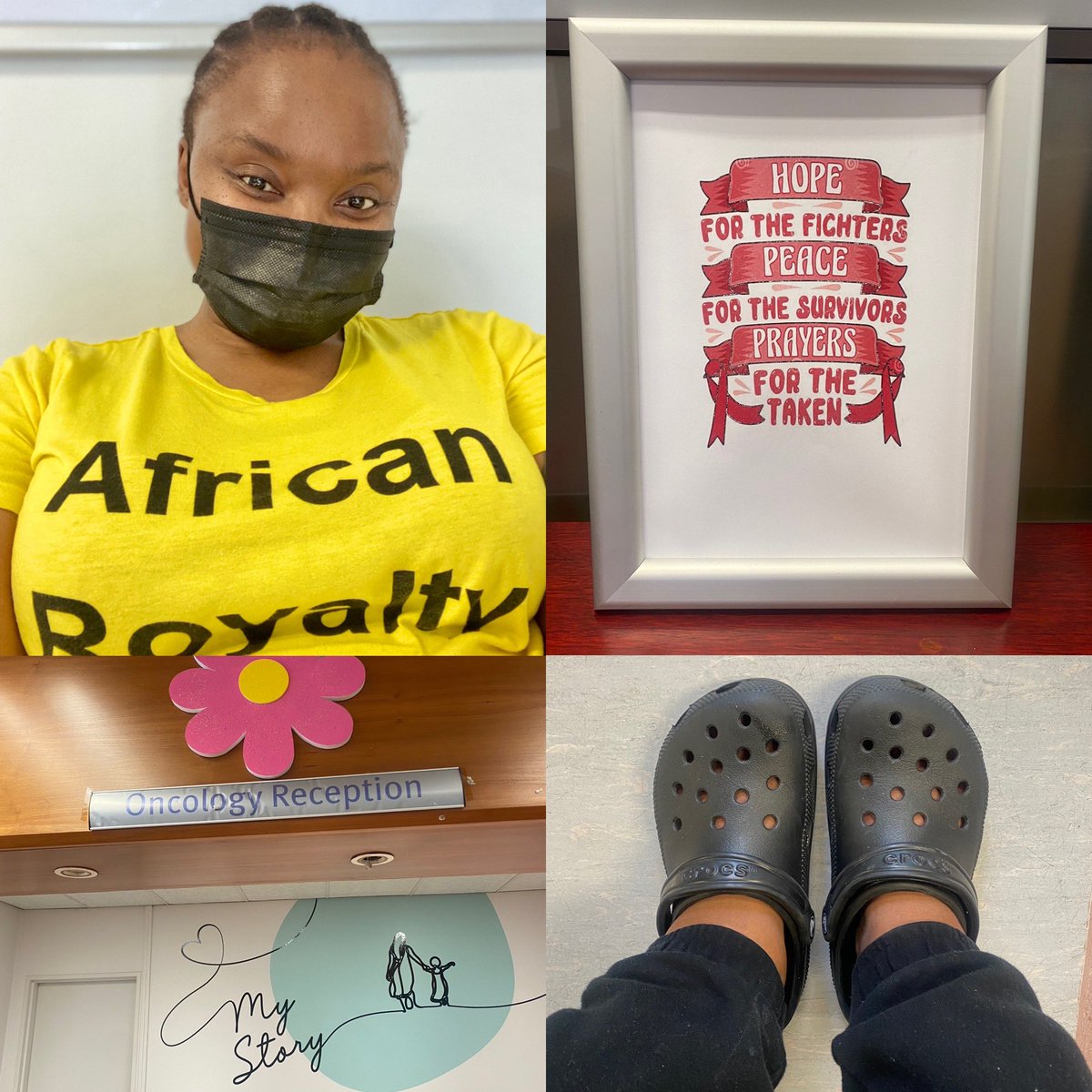 Finally back from my Radiation Treatment (in my go to shoe for comfort, when it hurts to walk). Today was my 9th one! Think it’s time for a post-radiation-nap, eyelids are growing heavy &amp; my painkillers are finally taking effect! 😴 Peace. Passion. Positivity. #TerminallyFree