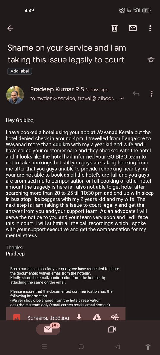 PradeepKumarRS3's tweet image. Hey @goibibo There is no response from your team for my email. Find below is booking ID. Also I have already raised online complaints about your service and problems created from you.#boycottGOIBIBO @consumercourtin @Consumer2Court
Booking ID: HTLDNAYT6WTBYDKN