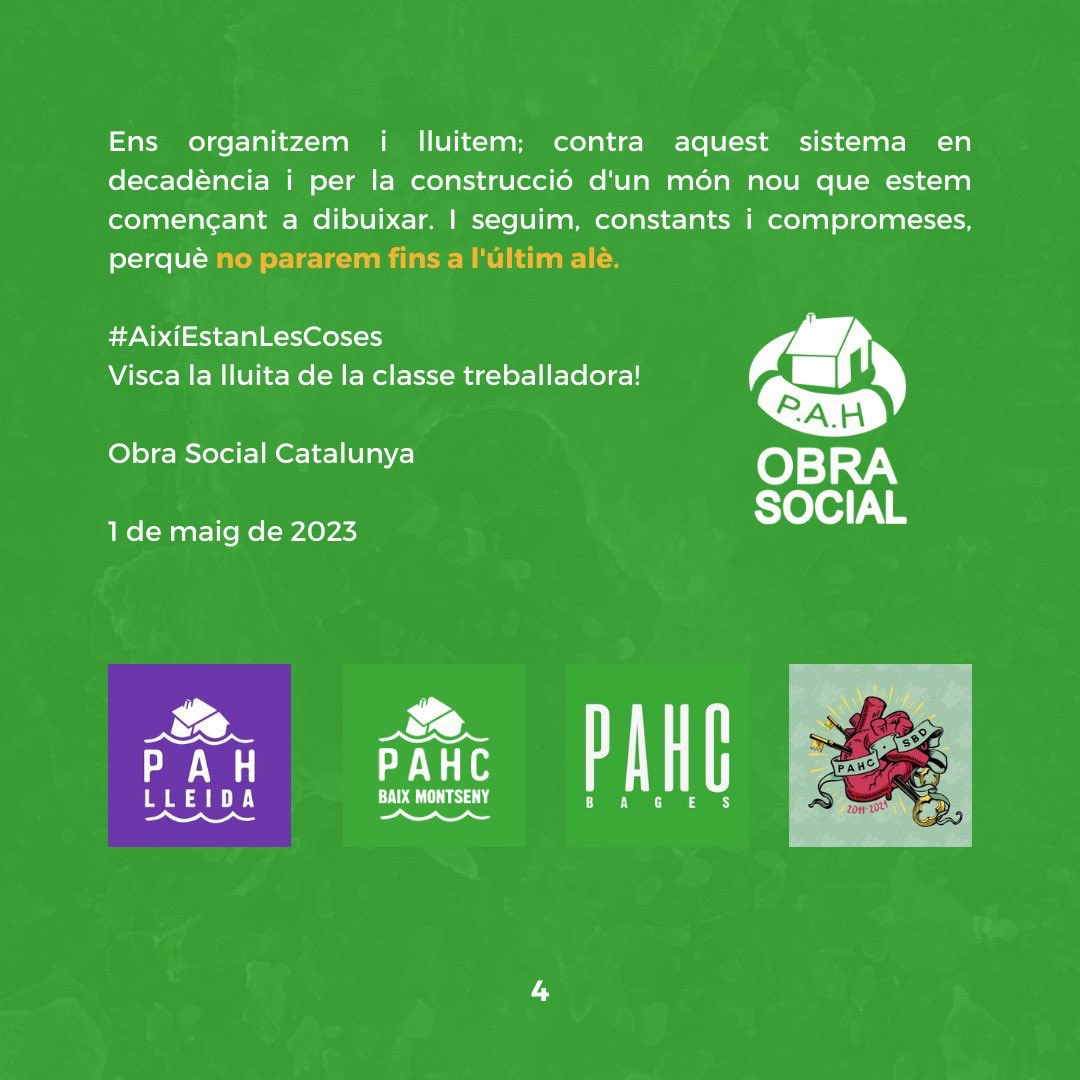 Prenem el que és nostre. Pel primer de maig: expropiem-los!

Avui al acabar la manifestació unitària, del primer de maig des de la PAHC Sabadell anunciem que hem alliberat un nou habitatge per una família de la ciutat.