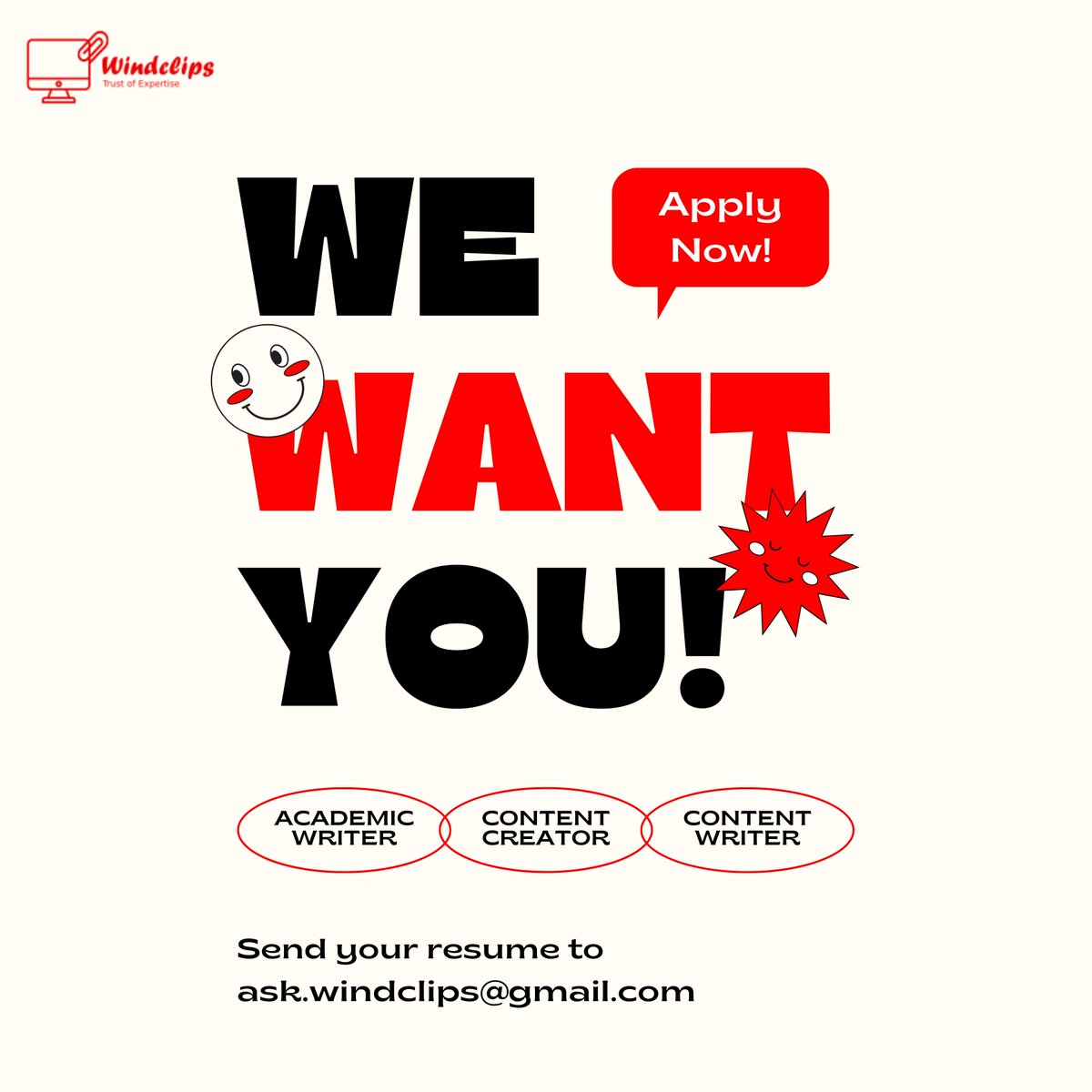 clips_wind's tweet photo. Hiring Alert!💥💥

We are looking for the Academic content writer with relevant expertise

For more details DM us.
Mail your CV at ask.windclips@gmail.com

#job #hiring #vacancy #academicwriting #content #academicwriter #marketing #digitalmarketersindia #jobsinindia https://t.co/3dJHAQ7YFA