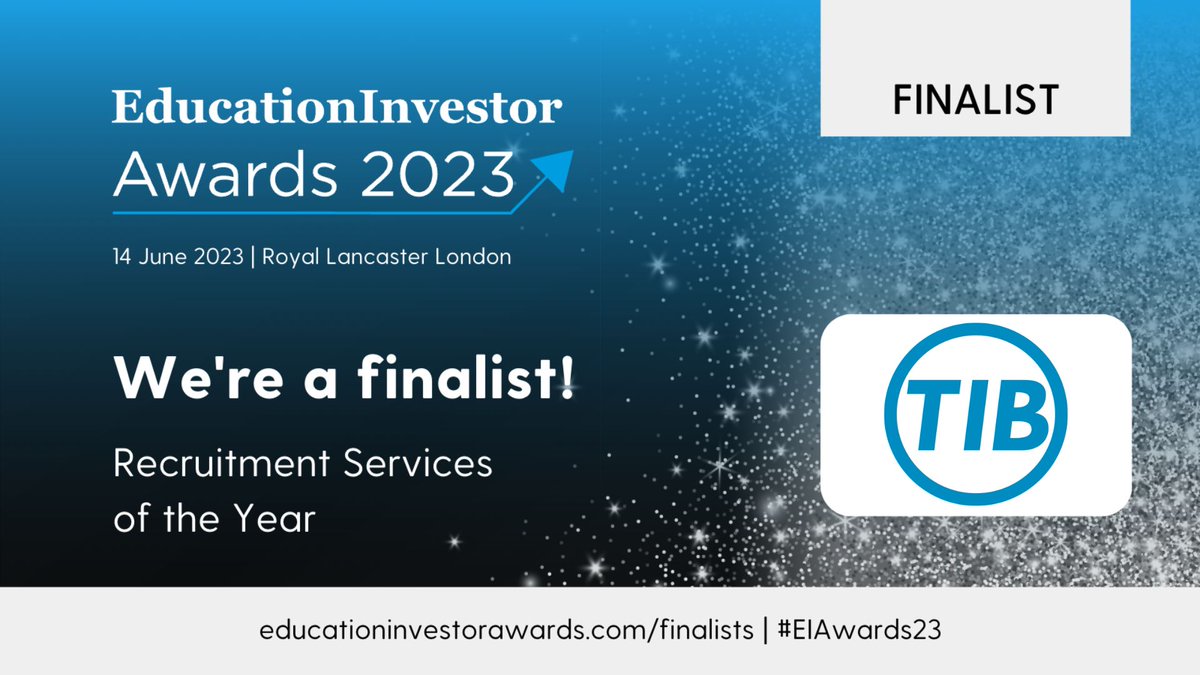 We are thrilled to announce that #tibservices is a Recruitment Services of the Year finalist at this year's @EduInvestor Awards! #EIAwards23
#schoolcaretaker #schoolrecruitment #caretaker #schoolbusinessmanager