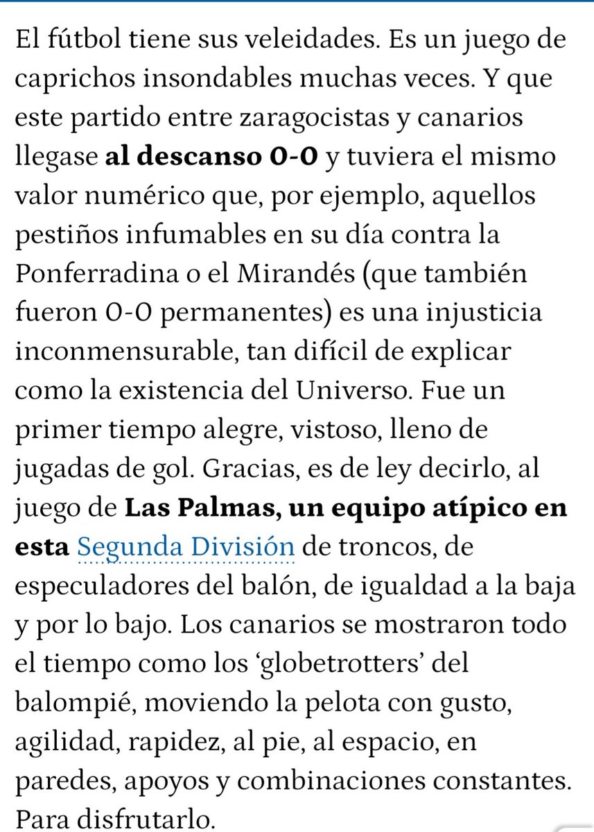 GerardoMayor's tweet photo. Tan cierto es que esto ni suma puntos ni es de gran consuelo cuando no se ganan los partidos, como que leer crónicas donde ven así a la UD desde fuera te saca una sonrisa.

Esto es un pequeño extracto del @heraldoes. 
Crónica completa: https://t.co/Zp4oiud2sZ https://t.co/nrbgLW7hKu