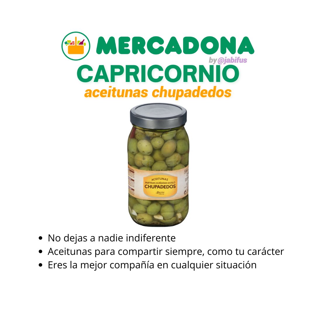 jabifus's tweet photo. Qué producto de Mercadona eres según tu signo🥞
Parte 3/3 https://t.co/IjbbqB0h3N