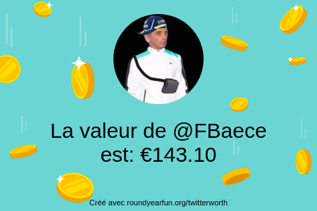 FBaece's tweet photo. Mon twitter vaut: €143.10

Trouvez le vôtre avec https://t.co/4Bglt3g5h0

⠀ https://t.co/NnHcKZi3V6