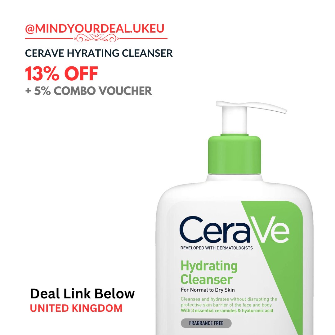 SurfingIndex's tweet photo. £7.66 (13% off + 5% off combo offer) on CeraVe Hydrating Cleanser for Normal to Dry Skin
Deal (affiliate)- https://t.co/6QkzQDwygh

#deal #sale #hydratngcleanser #celaner #skincare #faceclean #skincaroutine #womenswear #makeup #beauty #uk #london #follow https://t.co/3jDI8ishpg