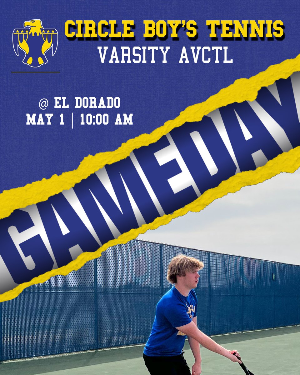 🎾 GAMEDAY 🎾
⏰ 10:00AM
📅 May 1st
📍 El Dorado
<a href="/CircleTBird/">CHS Activities</a> #Thrivein375