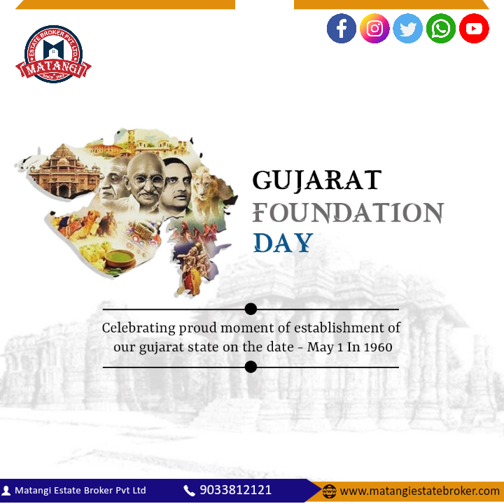 matangibroker's tweet photo. ""Happy Gujarat Foundation Day""

#Matangi #Gujarat #Foundation #RealEstateAgents #RealEstate #RealEstateAhmedabad #RealEstateProject #Project #Construction #RealEstateMumbai #Property #Ahmedabad #Mumbai #PicOfTheDay https://t.co/0xejOp111O