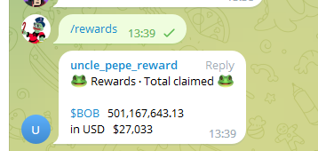 UnclePepeToken's tweet photo. @0xDamien Better print $BOB fren https://t.co/7FlpIQLvlp