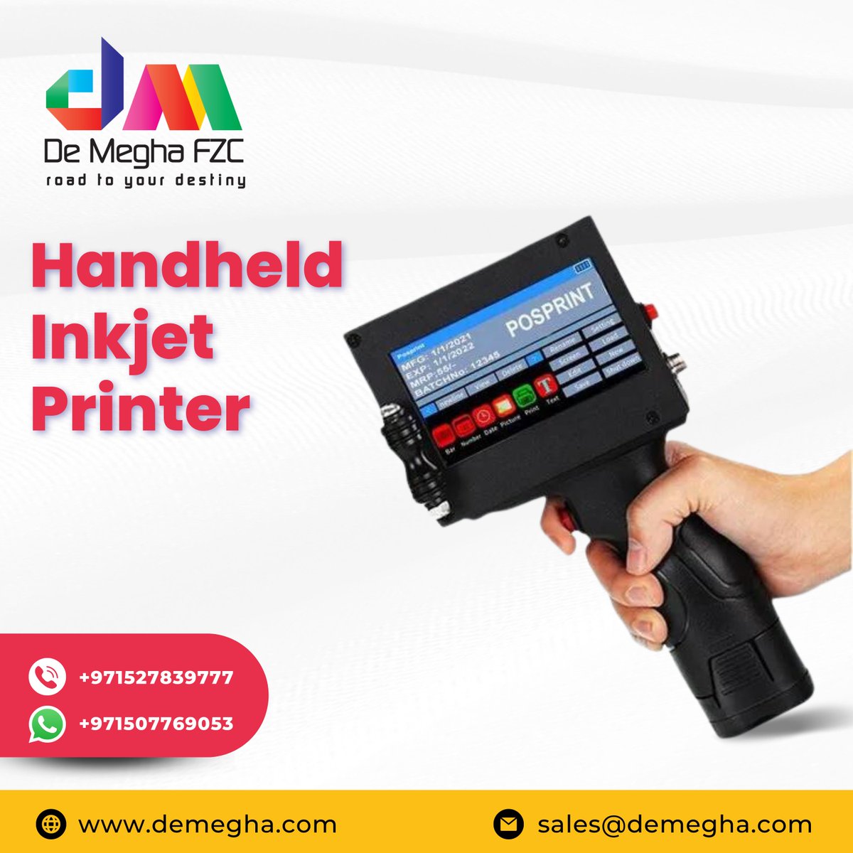 Revolutionize your printing experience with De Megha's Handheld Inkjet Printer - the perfect solution for portable, high-quality printing on-the-go.

Visit us at: demegha.com
.
.
#DeMegha #PortablePrinting #IndustrialPrinting #ProductMarking #LabelingSolutions