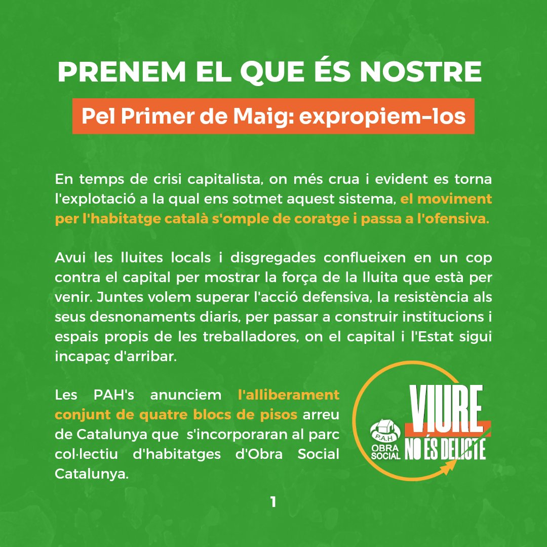 🔴 COMUNICAT OBRA SOCIAL CATALUNYA

✊🏽 Prenem el que és nostre.

#AixíEstanLesCoses