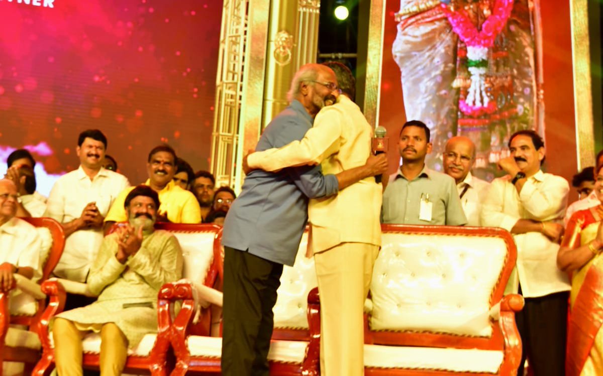 ncbn's tweet photo. Strongly condemn the demeaning & derogatory comments made by YSRCP leaders against the legendary superstar @rajinikanth, who is an epitome of honesty, integrity, and humility. Rajinikanth has a heart of gold and is much loved by all in India and across the globe. The organised attack unleashed on him by @ysjagan’s crooked gang is a sign of desperation and shows that YSRCP is losing its ground. People will teach them a befitting lesson.
#TeluguPeopleWithRajinikanth