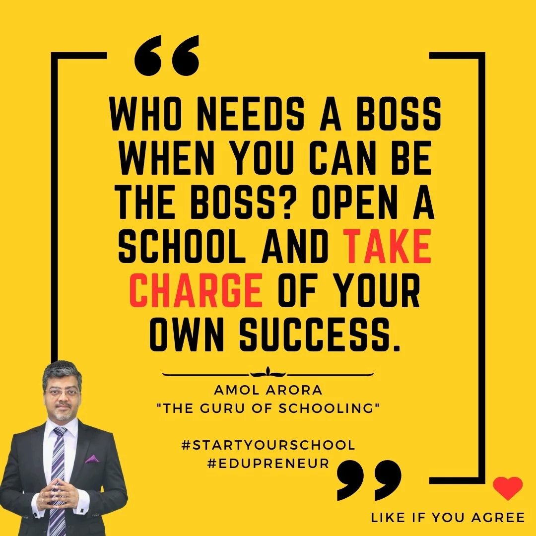 amolarora's tweet image. Be the Boss: Open Your Own School and Succeed
Hashtags: #BeTheBoss #TakeCharge #OpenYourOwnSchool #Success