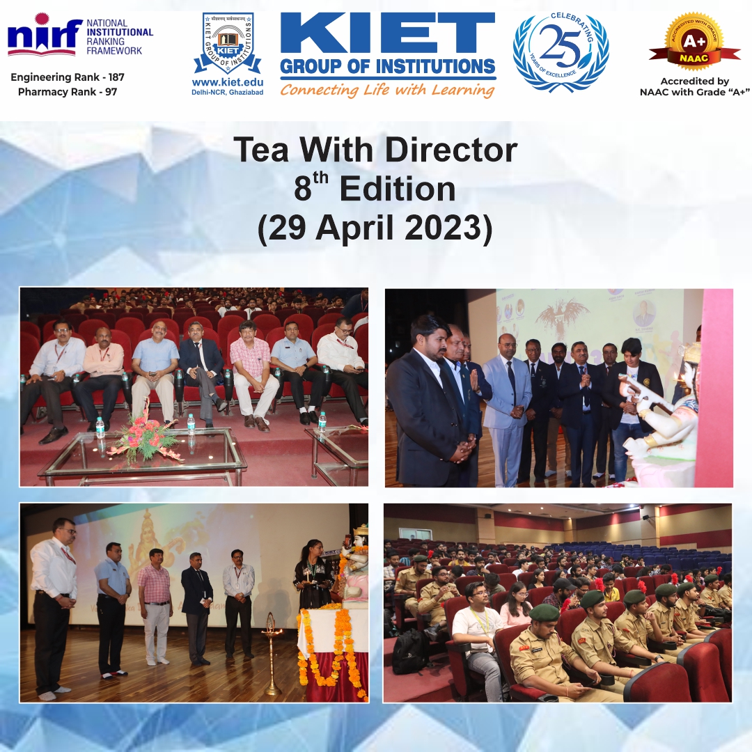 Kiet_edu's tweet photo. #8th_edition of #Tea_With_Director was conducted on April 29. This event provides a platform for the students to exhibit their glorious #achievements through active participation in various #events.
#kiet_group_of_institutions #KIETGZB #kietengineeringcollege
#KIET #AKTU #AICTE https://t.co/2oj3iJGhNO