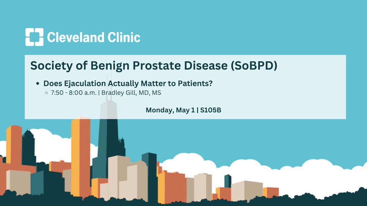 CleClinicUro's tweet photo. Join our expert, @BradGillMD, at the Society of Benign Prostate Disease meeting! Today from 7:50 - 8:00 a.m. in S105B. #AUA23 #SoBPD https://t.co/2skbmKQ0FB