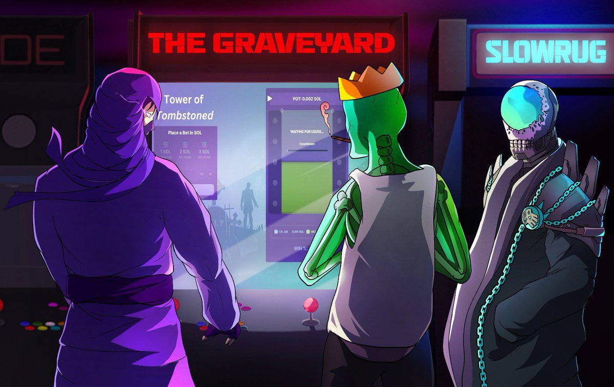 CodyNFTs's tweet photo. Today is our first “Pop up Event” for  SlowRug

We got an OG project and team that we built a custom Tower for called The GraveYard

Welcome @TombStonedHS and @SovNFT 

See you all for our stream at 130pm EST @JerzyNFT 

Lots of prizes and fun :) https://t.co/0RMOiEUvMu