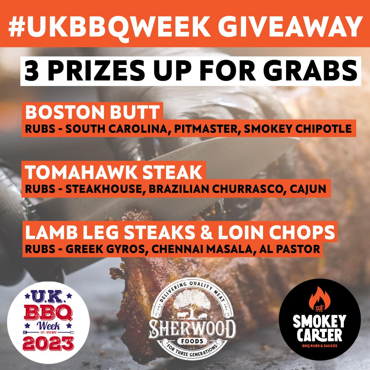 #Giveaway We've teamed up with <a href="/SherwoodFoods1/">Sherwood Foods</a>  for #UKBBQWEEK with three meat &amp; rub bundles up for grabs! To be in with a chance of winning;
-Follow <a href="/TheSmokeyCarter/">The Smokey Carter™</a> &amp; <a href="/SherwoodFoods1/">Sherwood Foods</a>
-Tag friends who you'd invite round for a BBQ.
-Like &amp; RT. Winners chosen end of <a href="/UKBBQweek/">UKBBQweek</a>