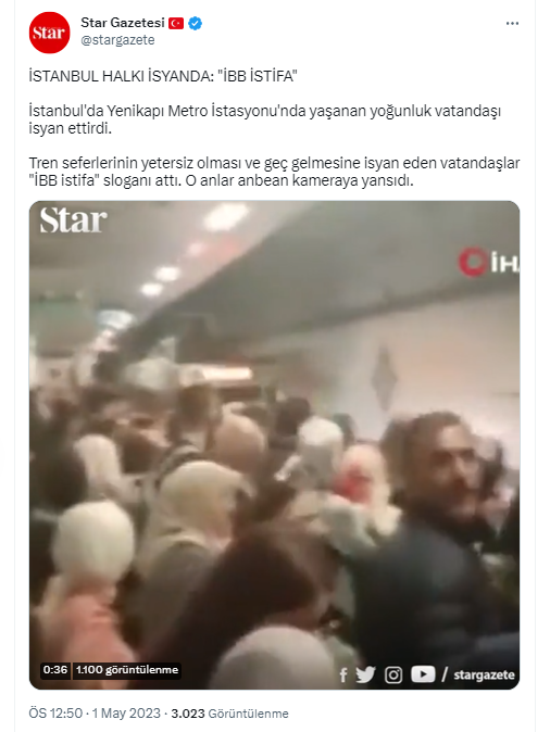 YANLIŞ❌: İBB, Yenikapı-Atatürk Havalimanı Metrosu'nda yetersiz sefer yapıyor.

DOĞRU✅: TEKNOFEST kapılarında izdiham olmaması için Valilik talebiyle metro seferleri azaltıldı.