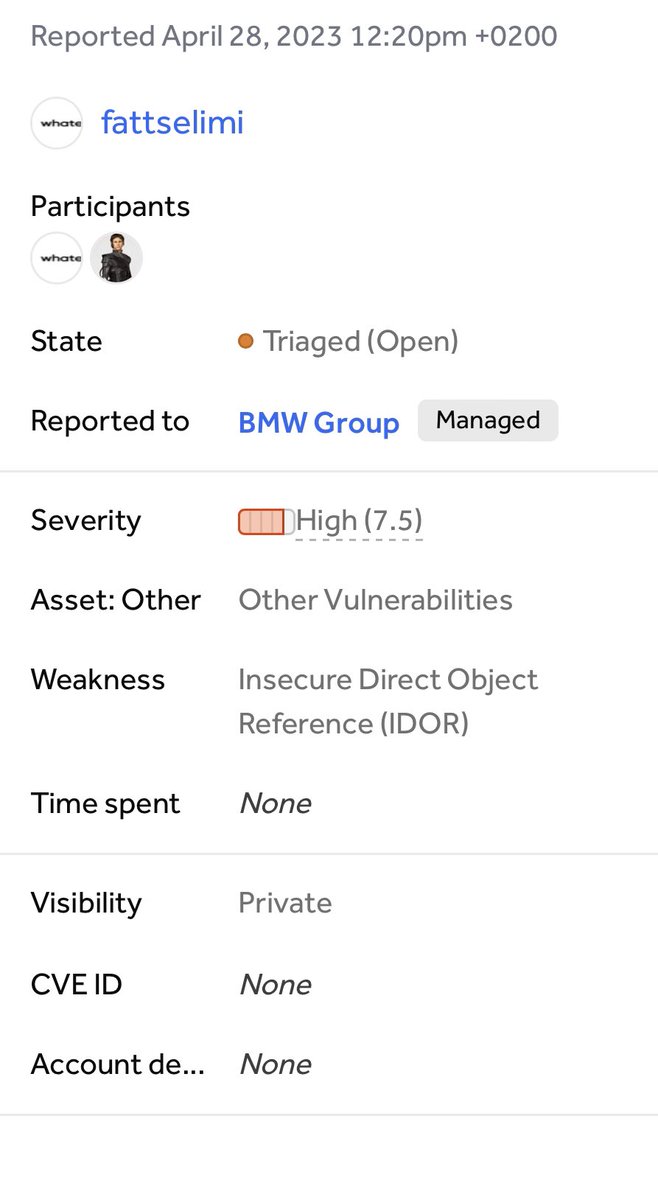 fattselimi's tweet photo. Triaged today at @BMWGroup program in @Hacker0x01 don’t forget to test /node/ endpoint in your Drupal Targets.

#bugbounty #bugbountytip #bugbountytips #ethicalhacking #cybersec #cybersecurityawareness #infosec #informationsecurity https://t.co/PerVcRuC6M