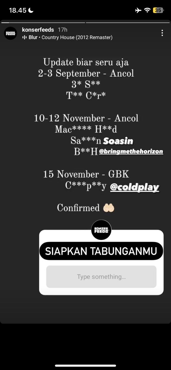 MUSIKMENFESS's tweet photo. # 
ini beneran coldplay jadi konser di GBK? https://t.co/x5idmS1yKU