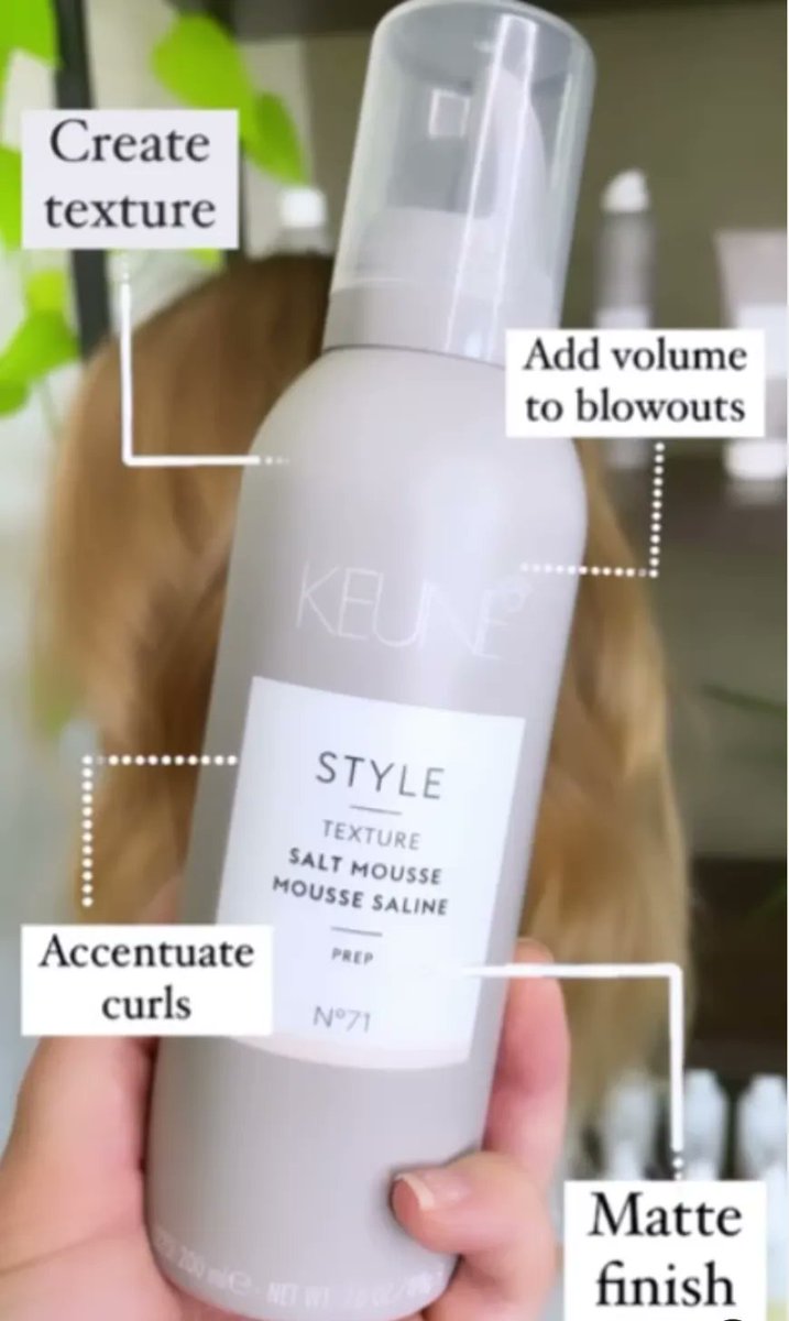 KeuneNAmerica's tweet image. Is the #Keune Style Texture Salt Mousse on your list? This mousse adds volume, texture and lift for the most effortless waves and curls.
#Keunerproducts #curlyhair #wavyhair

CLICK HERE: buff.ly/33ySVAS