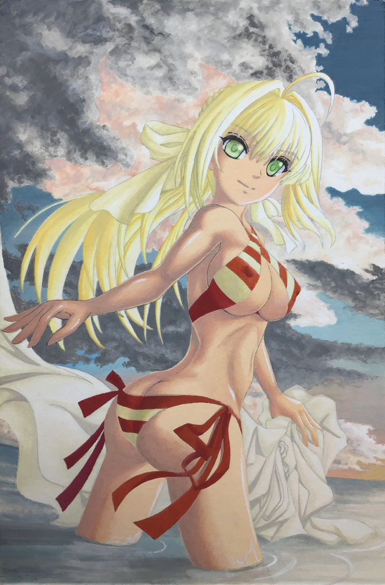 ネロ・クラウディウス(Fate) ,ネロ・クラウディウス(水着) 「#GWだから拙作の金髪を見てくれ 金髪は、たいして描いてないです。 古いのを引っ」|真オーゼ（(@_@))のイラスト