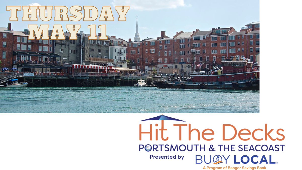 Sit under a sun umbrella, or bask in the ☀️, on Thursday, May 11 for Hit the Decks presented by Buoy Local a program of Bangor Savings Bank. 🌊

Your favorite restaurants, shops, and local radio stations will keep you entertained for a day of fun!