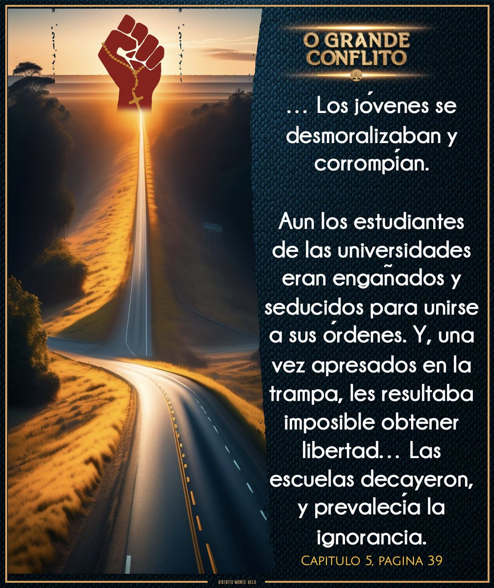 “O meu povo foi destruído, porque lhe faltou o conhecimento"
Os. 4:6
"... Os jovens foram desmoralizados e se corromperam.
 Enganavam até alunos das universidades e os persuadiam... Após serem apanhados na armadilha, era impossível se livrar..."
O grande Conflito Pag. 39