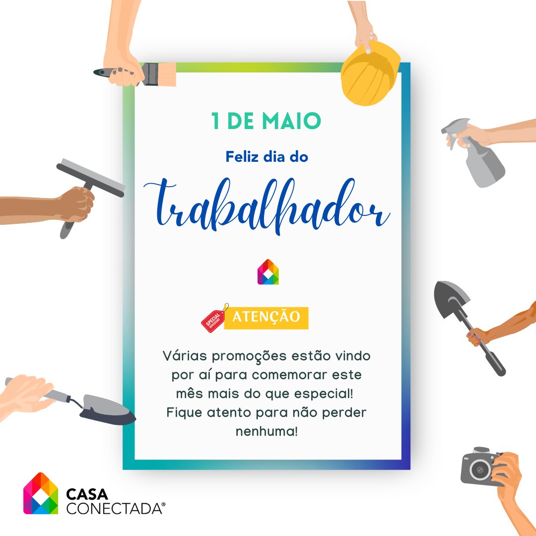 Feliz dia do trabalhador a todos!

#CasaConectada #DiaDoTrabalhador #SuaCasainteligente #AutomaçãoResidencial