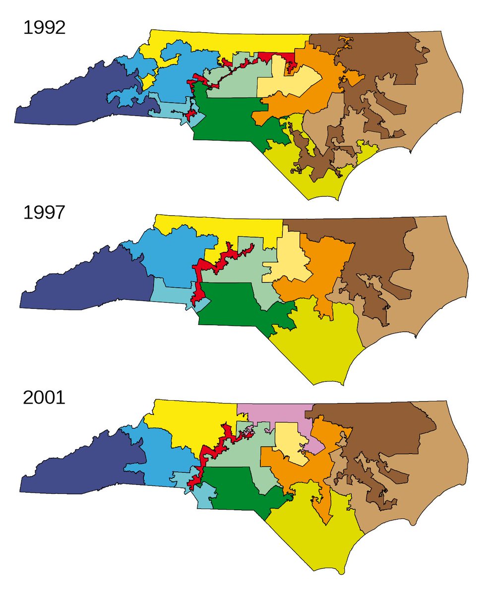 nicholasmcraig's tweet photo. Maps drawn by Democrats in the 90s. Context is important #ncpol #ncga https://t.co/Ta99lhueUG