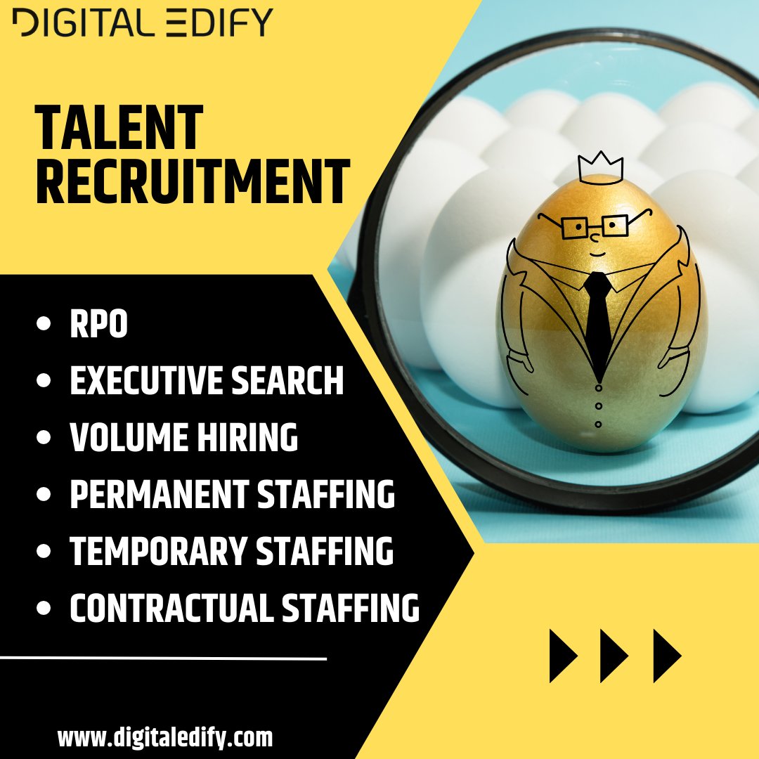 DigitalEdify's tweet photo. Your Talent hunt ends here!

Our team consist of consultants with vast experience in their respective domain.

For more details visit: https://t.co/tCVByRVQQY

.

.

#innovation #recruitment #hiring #services #digitaledify #digitaltransformation #staffing #talent #rpo https://t.co/IA2AxjBwTA