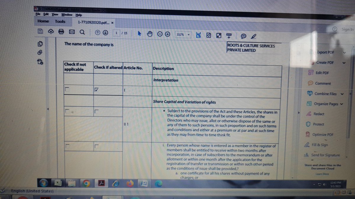 CS_Ritika's tweet photo. DEAR @MCA21India @HelpdeskMCA21V3 

TICKET NO- FO_20230501782169
We are filing Spice Part A for incorporation of a company having
Reference id-  1-7603865877
But while downloading the forms we are not able to see point 1 in Spice AOA But on opening the form on portal we can see https://t.co/wfhYUmFmqJ