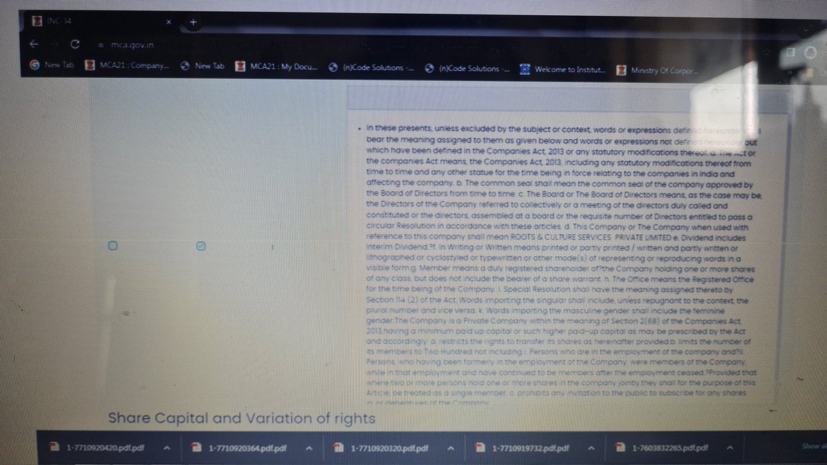 CS_Ritika's tweet photo. DEAR @MCA21India @HelpdeskMCA21V3 

TICKET NO- FO_20230501782169
We are filing Spice Part A for incorporation of a company having
Reference id-  1-7603865877
But while downloading the forms we are not able to see point 1 in Spice AOA But on opening the form on portal we can see https://t.co/wfhYUmFmqJ