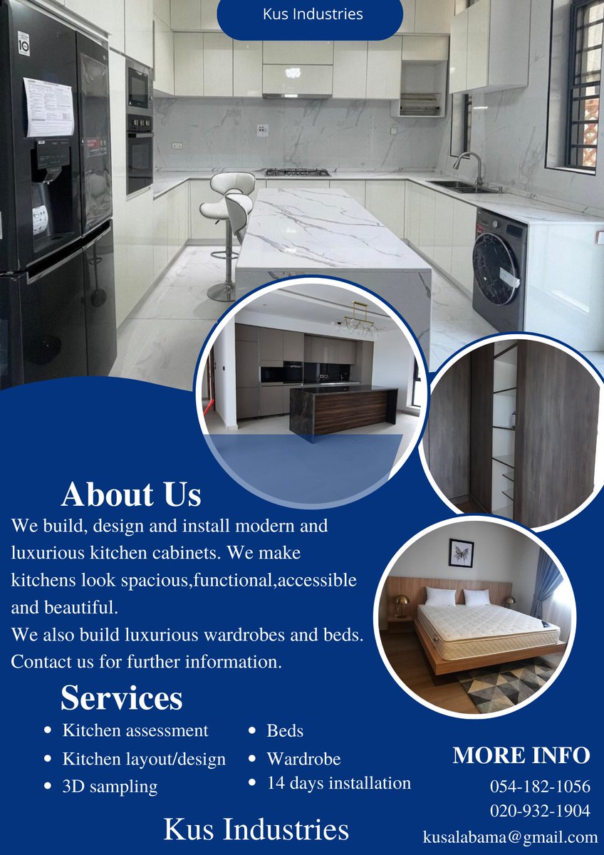 KusIndustries's tweet photo. Contact us for your;
Modern kitchen cabinets 
Wardrobes 
Beds 
Vanity 
0209321904
0541821056

GHANA CARD ||Daddy|| VGMA||FATHER BERNARD|| https://t.co/qjnoPp7zPc