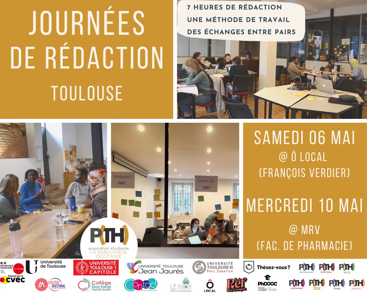 LaParenthese34's tweet photo. Journées de rédaction à Toulouse et Montpellier !
Les inscriptions 👇
📍Montpellier
📆Ven. 12/05 @Le Paon: https://t.co/e5B0zH6OWn
📆Ven. 26/05 @Le Paon: https://t.co/vGnBuyq25M

📍Toulouse
📆Sam. 06/05 @Ôlocal: https://t.co/ERieeN1uEb
📆Mer. 06/05 @MRV: https://t.co/nLhvliuSUx https://t.co/8gCl2bgGRI