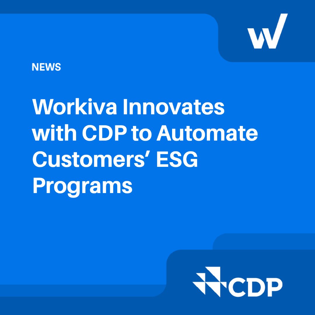 Workiva's tweet photo. It’s official! @CDP—regarded as the leading environmental disclosure system—has been added to the Workiva platform. Learn more: https://t.co/n45y80w1hq

#WorkivaNews #ESG #ESGReporting https://t.co/tbzqT8kIyJ