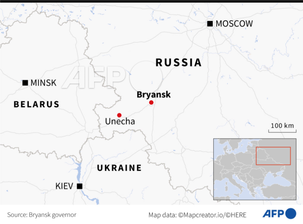 AFPGraphicsRT's tweet image. RT @AFP: Map showing the location of Bryansk and Unecha in Russia, after the derailment of a freight train on the line connecting the two stations, according to the governor of Bryansk region.
#AFPgraphics @AFP