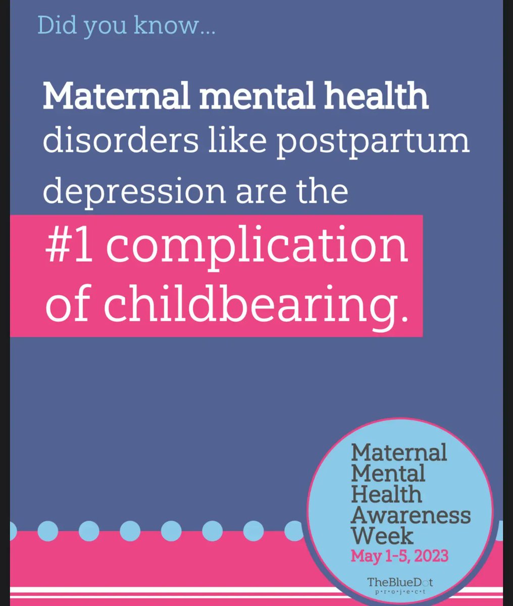 It’s Maternal Mental Health Awareness Week. #MaternalMentalHealth disorders like postpartum depression are the #1 complication of childbearing and one of the leading causes of maternal death (mortality). Link in bio for more information.
.
.
.
#MMHWeek2023 @thebluedotprj
