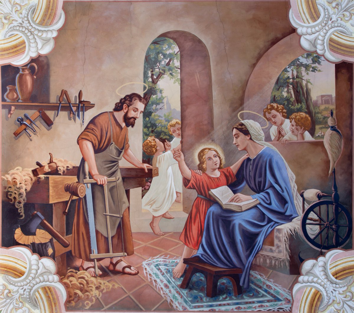 KofC's tweet image. The hidden life of Jesus was spent in St. Joseph’s workshop. As Pope St. John Paul II said, “Jesus gave the highest proof of the dignity of work.” 

On your feast day, St. Joseph the Worker, pray for us!

#Easter #Easter2023 #Catholic #StJoseph

Featured: Holy Family Fresco by