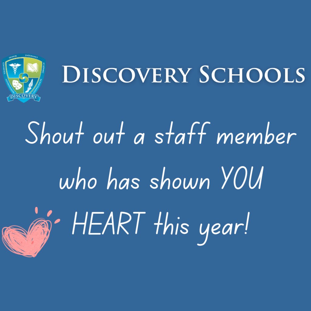 Happy Teacher Appreciation Week! Do you know a Discovery Schools employee that has shown YOU HEART this school year? Staff member who has gone above and beyond? Tell them about it! Check the Flip group for Discovery Staff Appreciation here: flip.com/ce0b3641